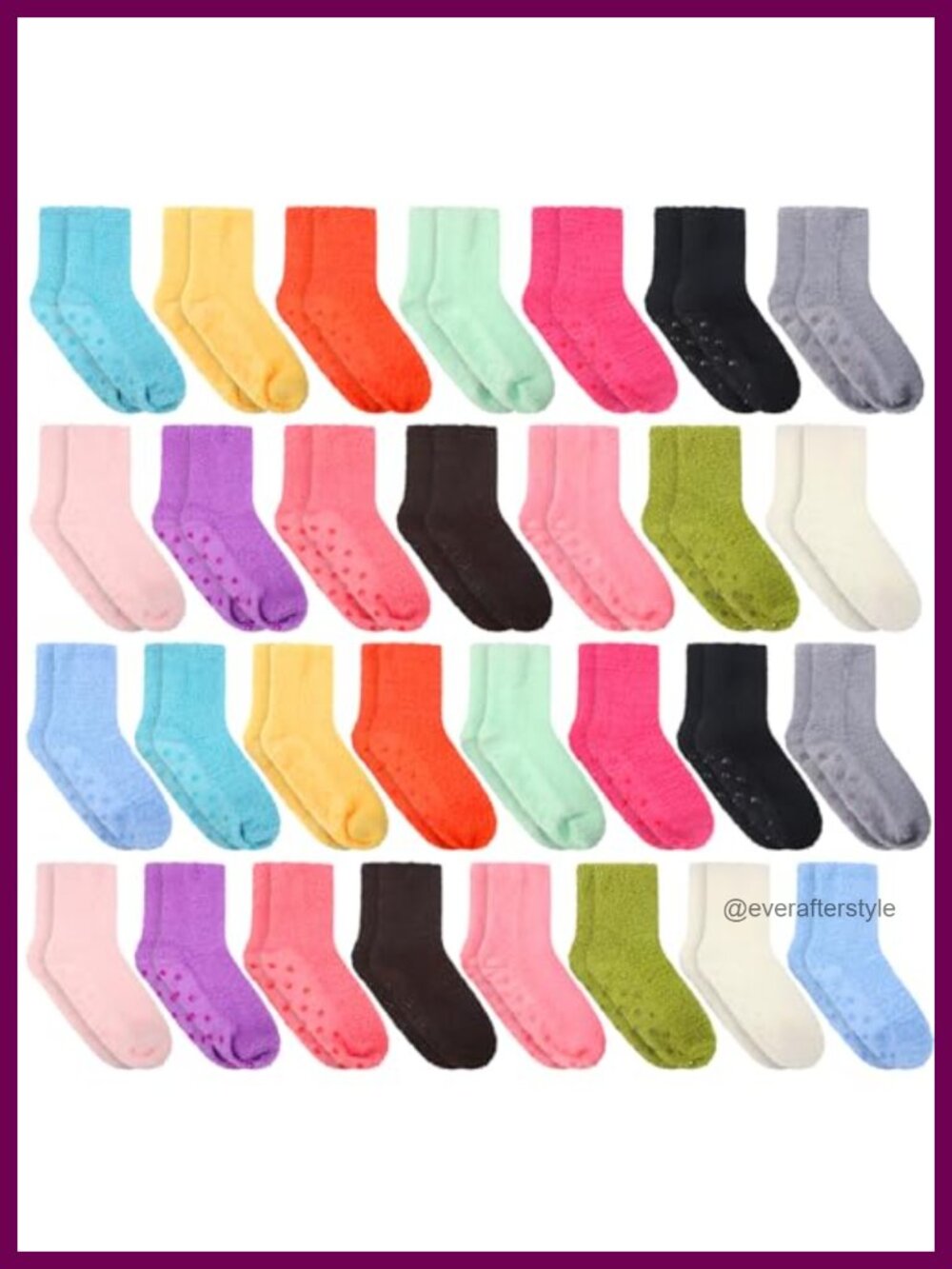 30 Pk Women Fuzzy Slipper Socks with Grips Non Slip Cozy Polyester